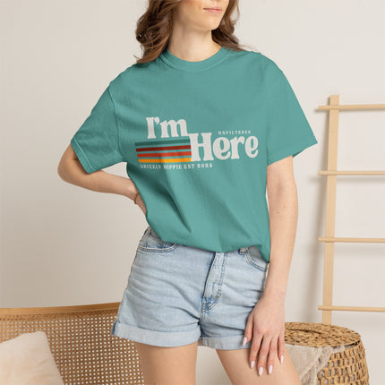 Im Here Retro Stripe Tee Soft Garment Dyed Casual T Shirt