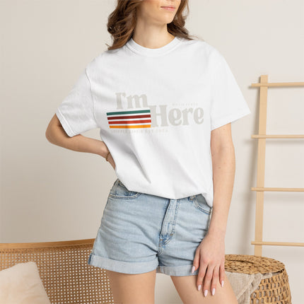 Im Here Retro Stripe Tee Soft Garment Dyed Casual T Shirt