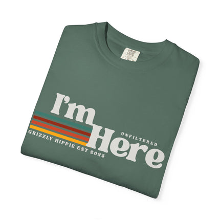 Im Here Retro Stripe Tee Soft Garment Dyed Casual T Shirt