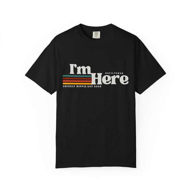 Im Here Retro Stripe Tee Soft Garment Dyed Casual T Shirt