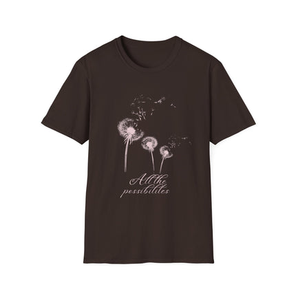 Black Dandelion Wishes Tee All the Possibilities Inspirational T Shirt