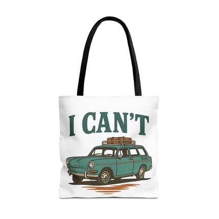“I CAN’T” Road Trip Vintage Station Wagon Canvas Tote Bag