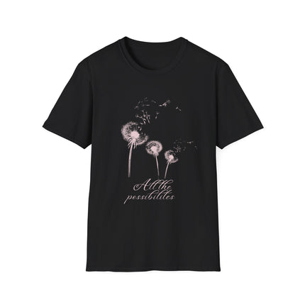 Black Dandelion Wishes Tee All the Possibilities Inspirational T Shirt