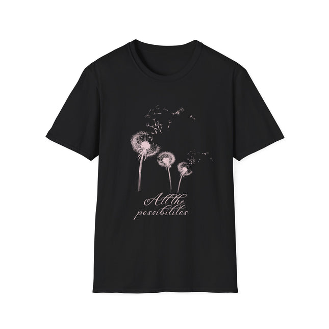 Black Dandelion Wishes Tee All the Possibilities Inspirational T Shirt