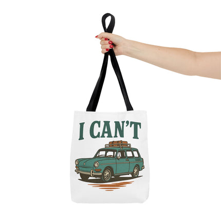 “I CAN’T” Road Trip Vintage Station Wagon Canvas Tote Bag