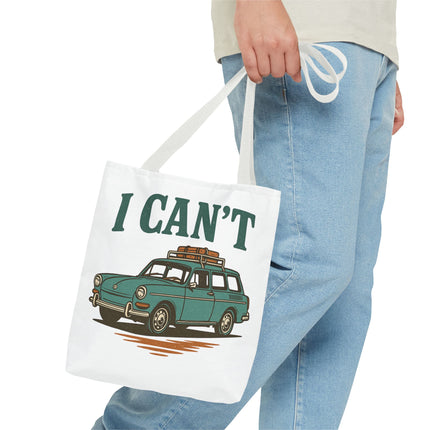 “I CAN’T” Road Trip Vintage Station Wagon Canvas Tote Bag