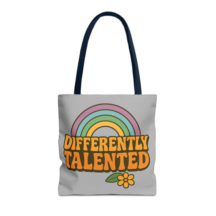 Differently Talented Rainbow Tote Bag — Retro Floral AOP Canvas