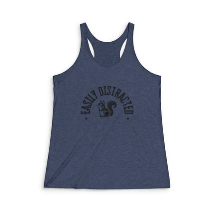 Easily Distracted Women's Racerback Tank Top | Funny Workout Shirt, Gift for Animal Lovers, Casual Summer Wear, Squirrel Graphic Tee
