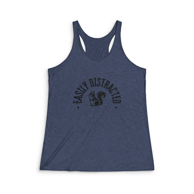 Easily Distracted Women's Racerback Tank Top | Funny Workout Shirt, Gift for Animal Lovers, Casual Summer Wear, Squirrel Graphic Tee