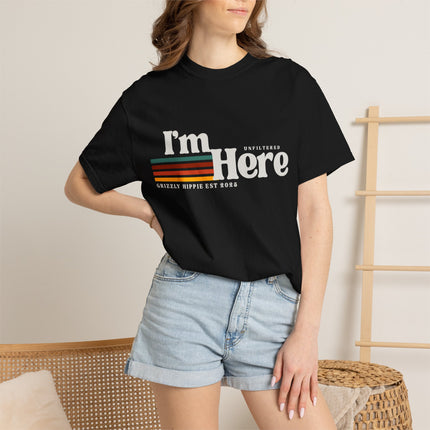 Im Here Retro Stripe Tee Soft Garment Dyed Casual T Shirt