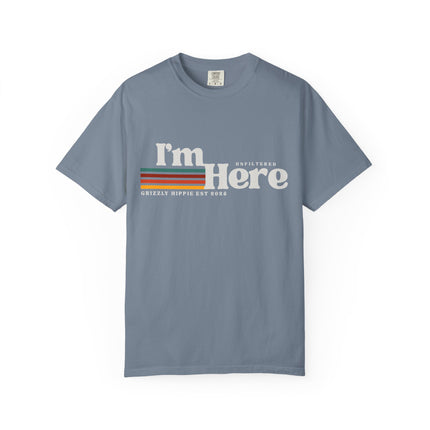 Im Here Retro Stripe Tee Soft Garment Dyed Casual T Shirt