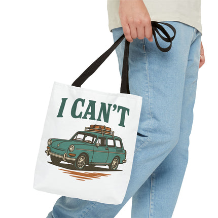 “I CAN’T” Road Trip Vintage Station Wagon Canvas Tote Bag