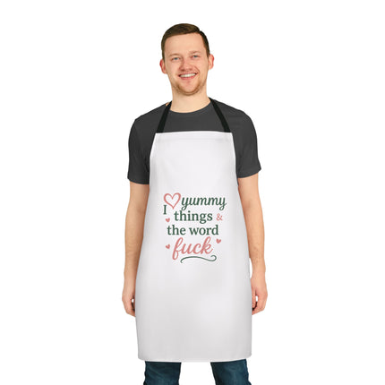 I love Yummy things and the word fuck - Apron, 5-Color Straps (AOP)