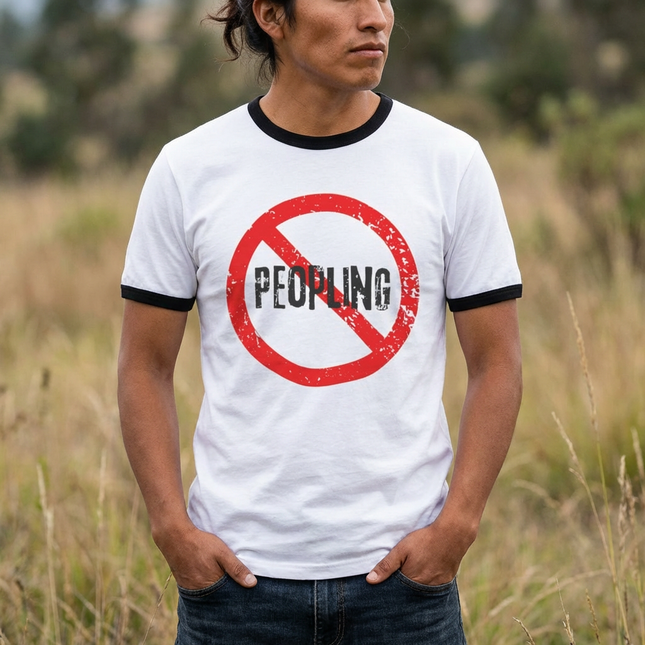 No Peopling, Men's Ringer Tee - Thought-Provoking Casual Shirt