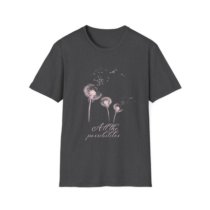 Black Dandelion Wishes Tee All the Possibilities Inspirational T Shirt