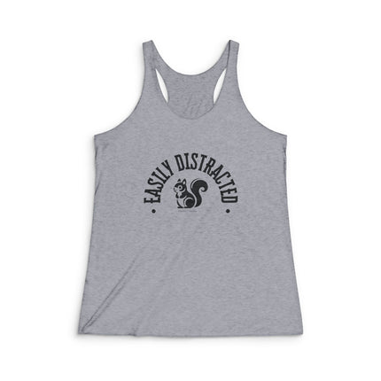 Easily Distracted Women's Racerback Tank Top | Funny Workout Shirt, Gift for Animal Lovers, Casual Summer Wear, Squirrel Graphic Tee
