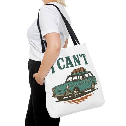 “I CAN’T” Road Trip Vintage Station Wagon Canvas Tote Bag