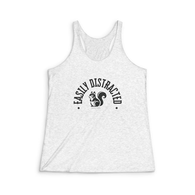 Easily Distracted Women's Racerback Tank Top | Funny Workout Shirt, Gift for Animal Lovers, Casual Summer Wear, Squirrel Graphic Tee