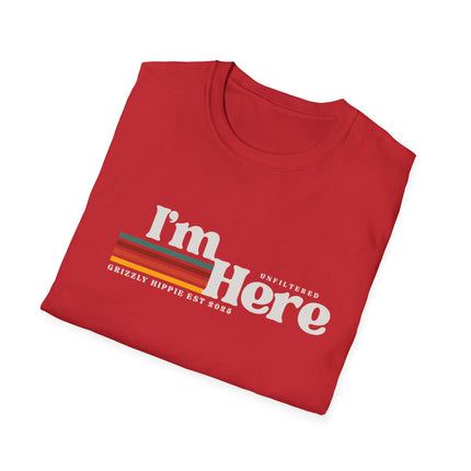 I’m Here Retro Stripe T-Shirt — Funny Introvert Arrival Graphic Tee