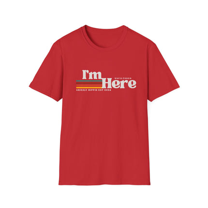 I’m Here Retro Stripe T-Shirt — Funny Introvert Arrival Graphic Tee