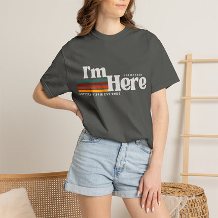 Im Here Retro Stripe Tee Soft Garment Dyed Casual T Shirt