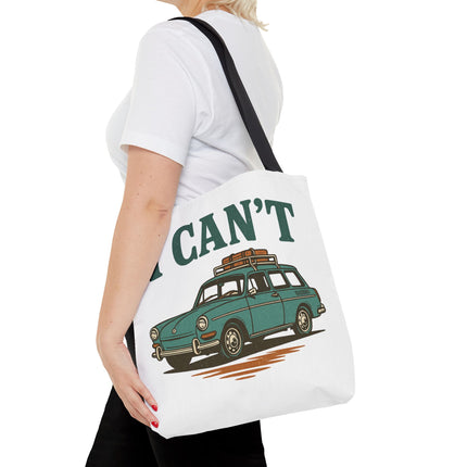 “I CAN’T” Road Trip Vintage Station Wagon Canvas Tote Bag