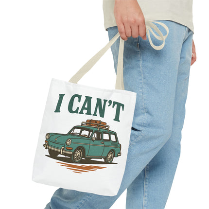 “I CAN’T” Road Trip Vintage Station Wagon Canvas Tote Bag