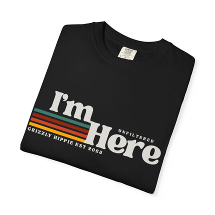Im Here Retro Stripe Tee Soft Garment Dyed Casual T Shirt