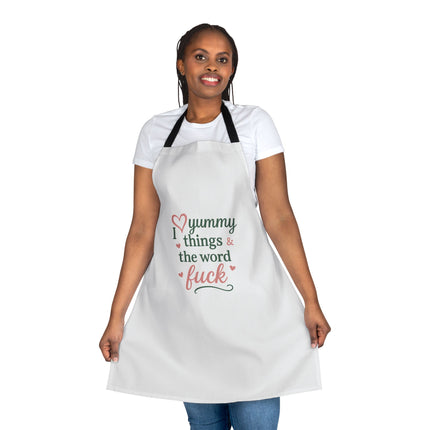 I love Yummy things and the word fuck - Apron, 5-Color Straps (AOP)