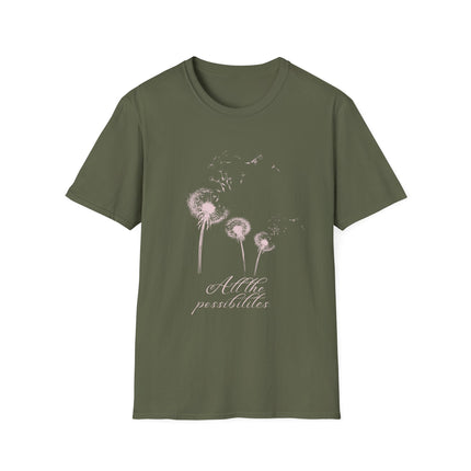 Black Dandelion Wishes Tee All the Possibilities Inspirational T Shirt