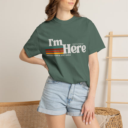 Im Here Retro Stripe Tee Soft Garment Dyed Casual T Shirt