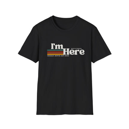 I’m Here Retro Stripe T-Shirt — Funny Introvert Arrival Graphic Tee