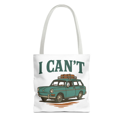 “I CAN’T” Road Trip Vintage Station Wagon Canvas Tote Bag