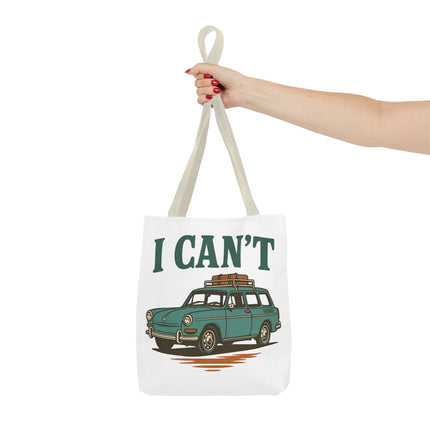 “I CAN’T” Road Trip Vintage Station Wagon Canvas Tote Bag