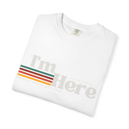 Im Here Retro Stripe Tee Soft Garment Dyed Casual T Shirt
